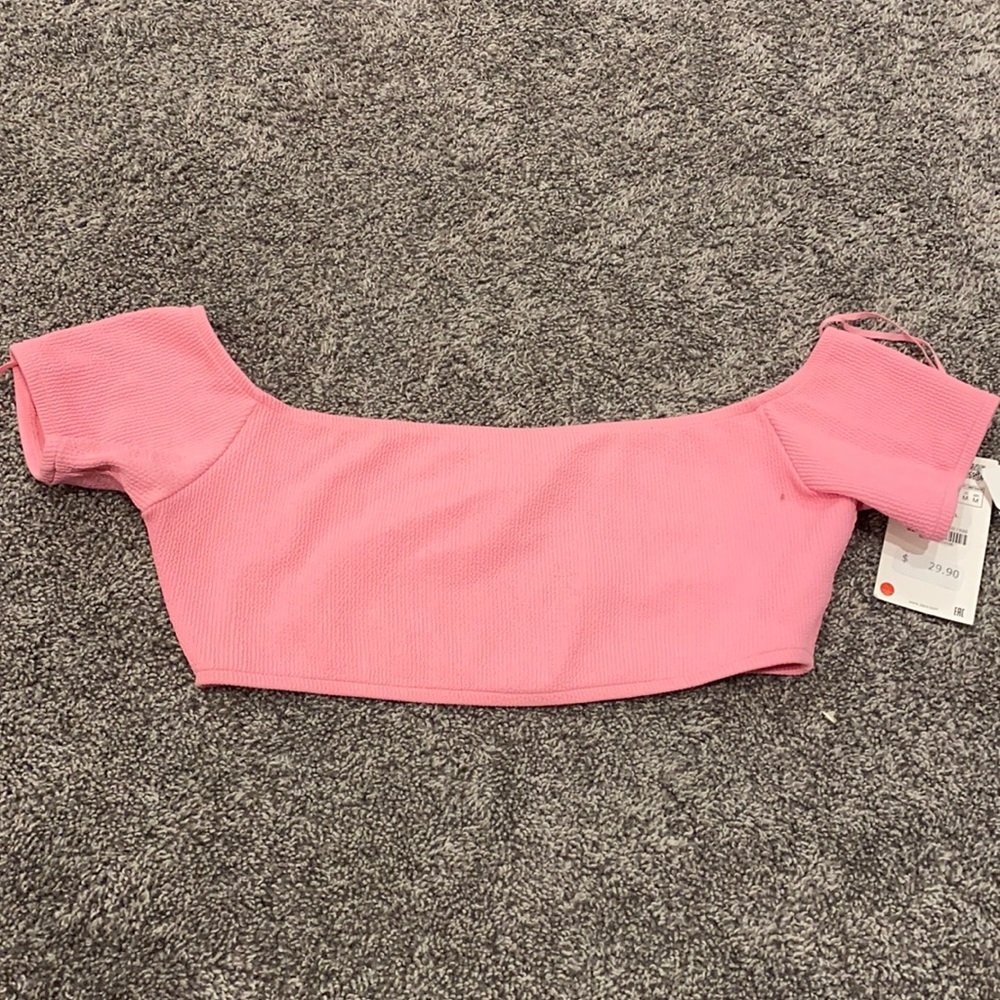 pink zara crop top